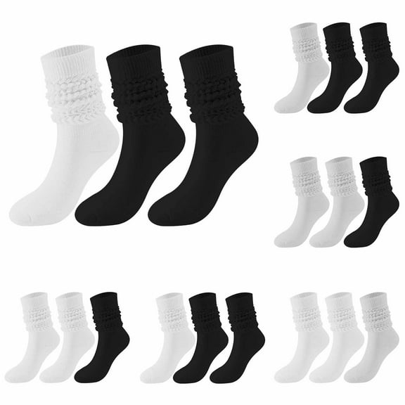 YFGEFTR 3 Pairs Slouch Socks Scrunch Cotton Knit Boot Soft Long Winter Stacked Socks for Women