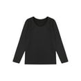 thumbnail image 4 of TiaoBug Kids Boy Girls Thermal Underwear Tops Long Sleeve Gymnastics Training Undershirt Base Layer Shirt Type B Black 10-12, 4 of 7