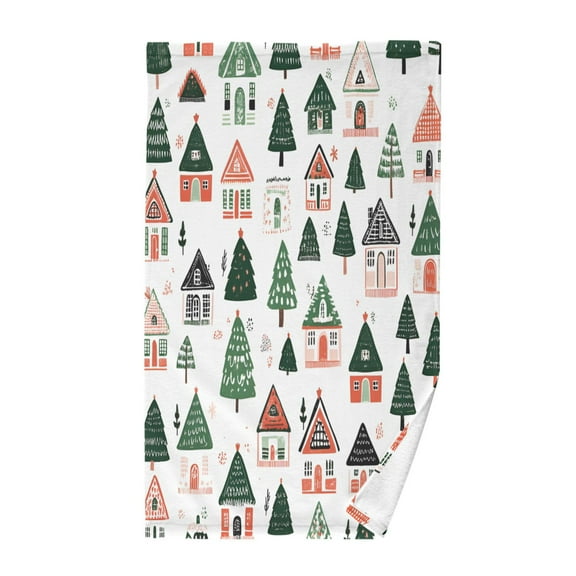 Yayeee 100% Cotton Hand Towels for Bathroom 16" x 28" Kitchen Towel, Orange Christmas House