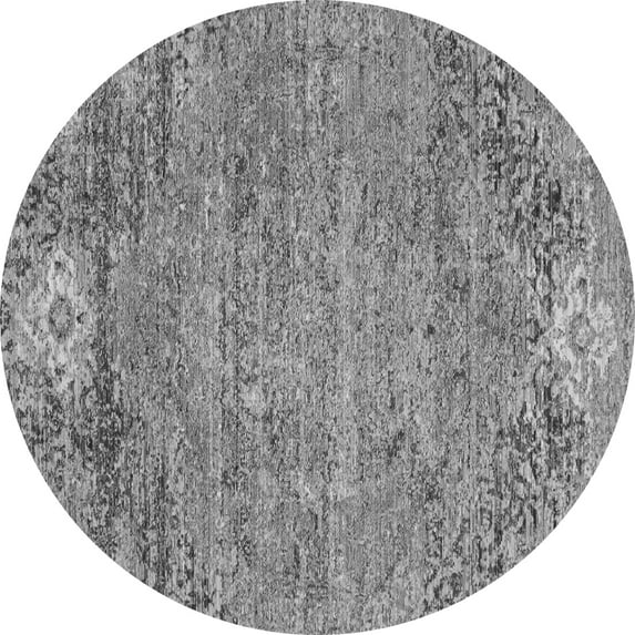 Ahgly Company Indoor Round Abstract Gray Contemporary Area Rugs, 7' Round