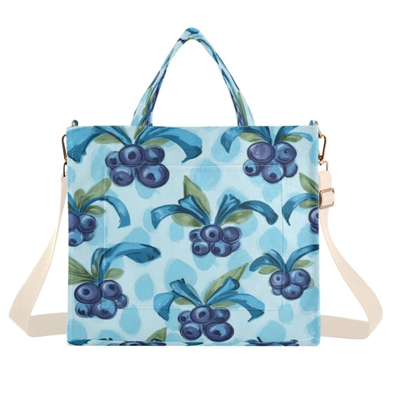 Corduroy Tote Bag for Women Shoulder Handbags Fashion Ladies Purses Satchel Messenger Bags Cute Blueberry Pattern S