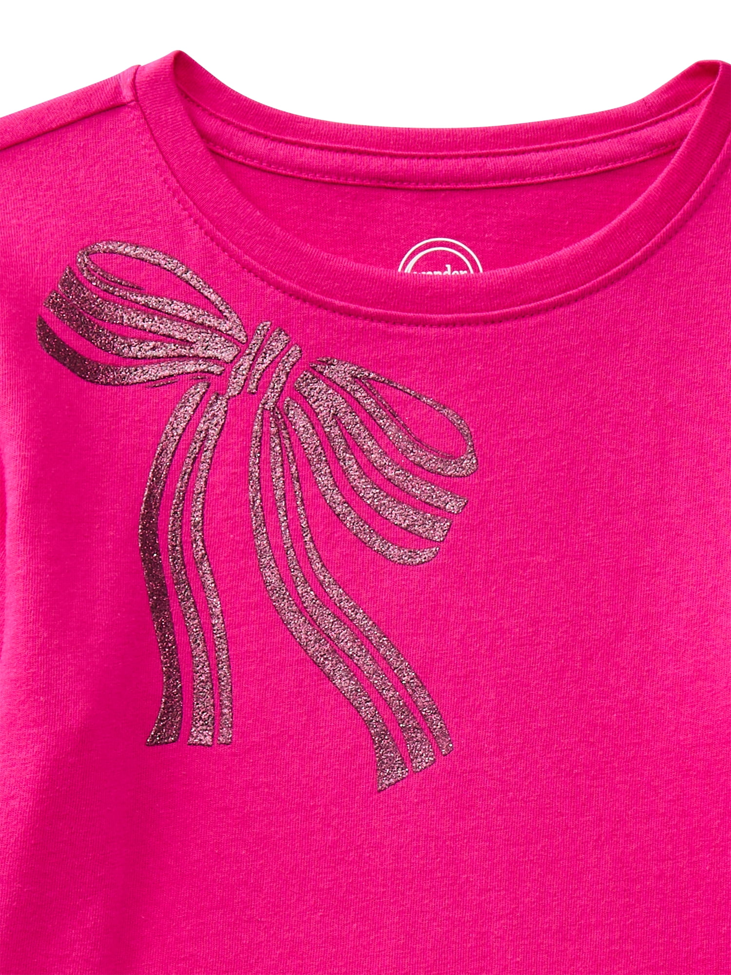 Wonder Nation Girls Embellished Tee with Long Sleeves, Sizes 4-18 & Plus