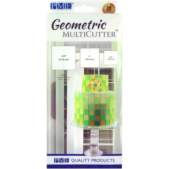 Mity Rain Geometric Square Multicutter Square Cake Fondant Cutter, by PME 3 Count