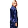 thumbnail image 4 of Conjunto de pijama para mujer, de manga larga, de satén de seda, con botones suaves, ropa de dormir para estar en casa, 4 of 5