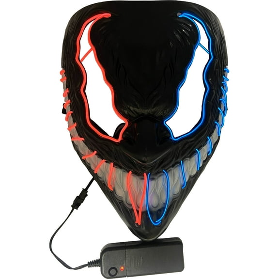 Symbiote Alien Mask With Red And Blue Party Wire EL Light Up Costume Accessory