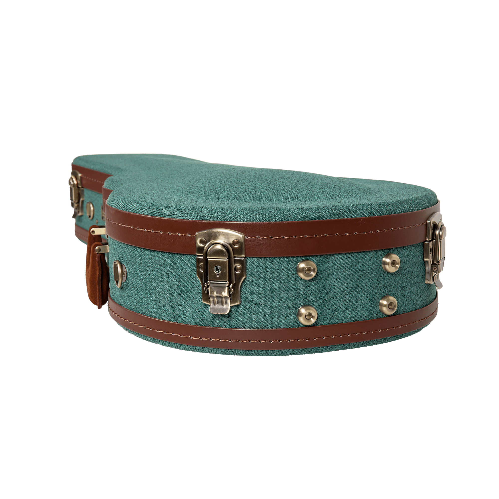 Crossrock Master Series- Wooden F-style Mandolin Case- Security Lock, Genuine Leather Handle, Reinforced Hardware, Metal Feet, Storage Space- Malachite Blue