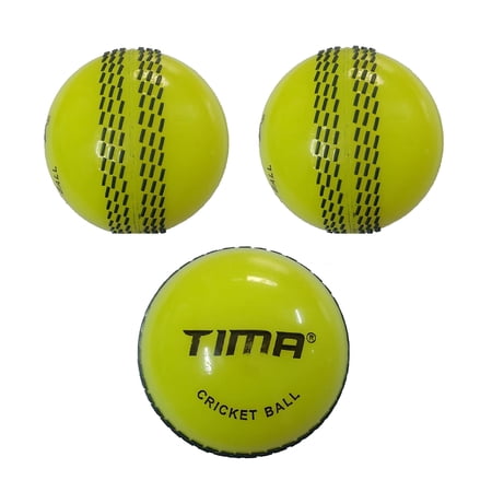 Tima Sports Fun Poly Hard Synthetic Red Cricket Ball (Yellow Pack Of 3)