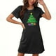 thumbnail image 1 of Camisón corto navideño para mujer, talla grande, cuello redondo, manga corta, estampado en el pecho, vestido de noche para mujer, 1 of 3