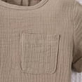 thumbnail image 4 of GYRATEDREAM Toddler Boys Summer Clothes Solid Color Crewneck Short Sleeve T-Shirt Tops and Pocket Shorts Set Casual Outfits for 1-2Y Coffee, 4 of 9