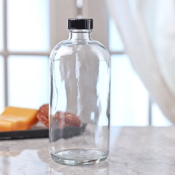 Factory Direct Craft Set of 6 Clear Glass Apothecary Style Round Bottles