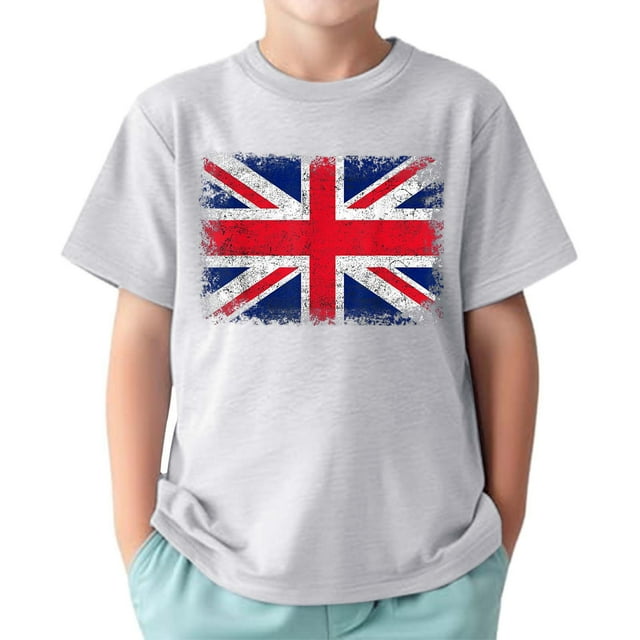 T-shirt pour Garçons Bébé Été Col Rond Manches Courtes Imprimé Drapeau Chemises Sport Quotidien Taille 1-2T