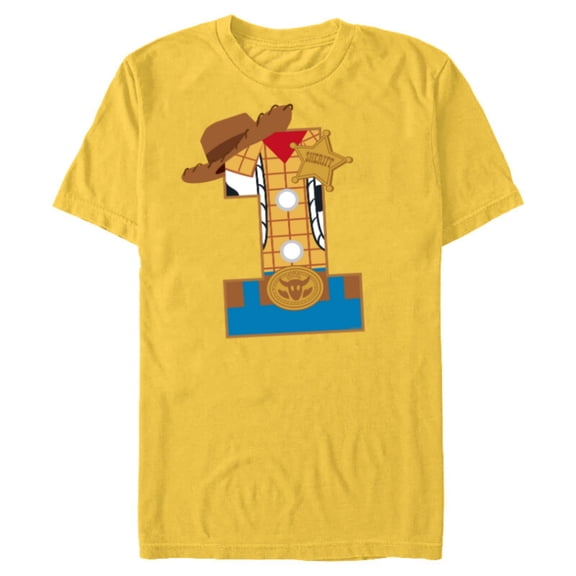 Disney and Pixar’s Toy Story First Birthday 1 Year Old - Short Sleeve Blended T-Shirt for Adults - Customized-Yellow