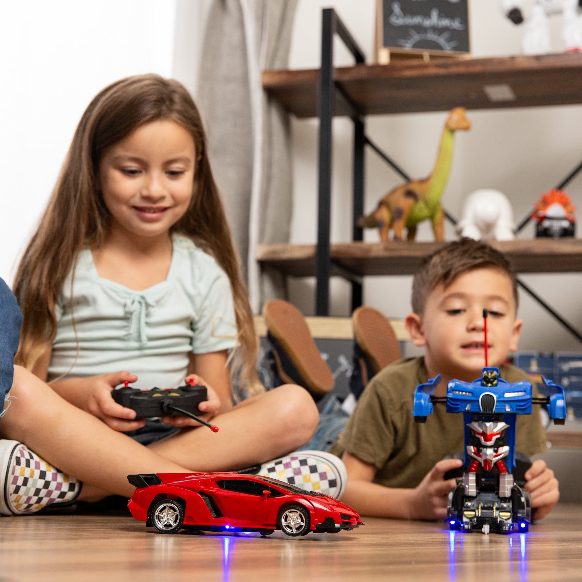 Remote Control Car Transform Robot RC Car Toy, 1:18 Scale Racing Sports Cars with LED Light for Kids Boys Girls 5+