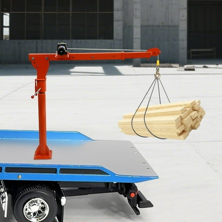 1100LB Truck-Mounted Crane Hoist Pickup Truck Jib Crane w/3000lb Electric Winch For The Construction Industry, Forestry Industry