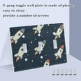 thumbnail image 3 of Yayeee Toggle Light Switch Wall Plate 2-Gang 4.56"x4.48" Decorative Outlet Cover, Rocket Pattern, 3 of 7