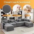 thumbnail image 5 of Aukfa 145" U Shaped Cloud Couch Oversized 6 Seat Sectional Sofa with USB&Cupholdes Storage Console for Living Room, Chenille, Gray, 5 of 8