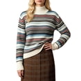 thumbnail image 6 of LUVDA Women's Striped Knit Sweaters Long Sleeve Turtleneck Pullover Casual for Fall Winter, 6 of 7