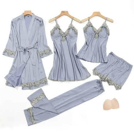 

Female Pajamas Set 5pcs Sleepwear Lace Comfortable Sleepwear Loungewear