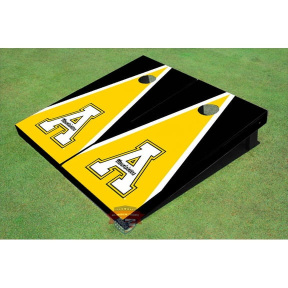 Appalachian State University "A" Yellow And Black Matching Triangle Cornhole Boards