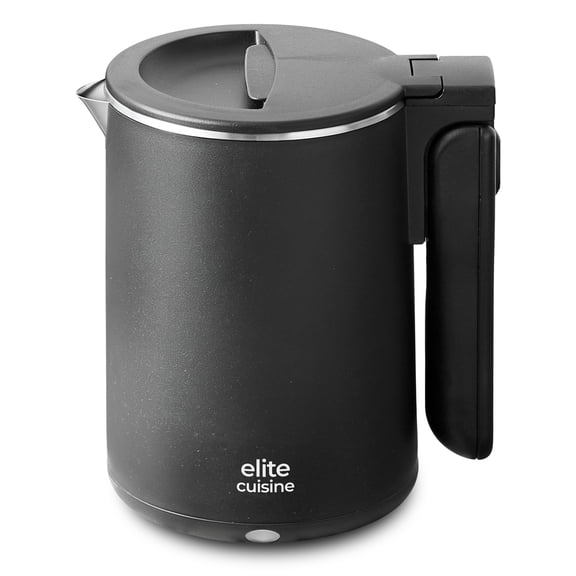 Elite Cuisine EKT157 Dual Voltage 120V/230V US Plug, Travel Double Wall Cool-Touch Electric Kettle, 0.6L/20 oz
