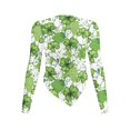 thumbnail image 2 of Xoenoiee Shamrock Paint Splatter Pattern Women's Long Sleeve Shirts St. Patrick's Day Lightweight 2026 Fall Going Out Asymmetrical Crop Tops Slim Fit Ruched Y2K Clothes, Size L, 2 of 7