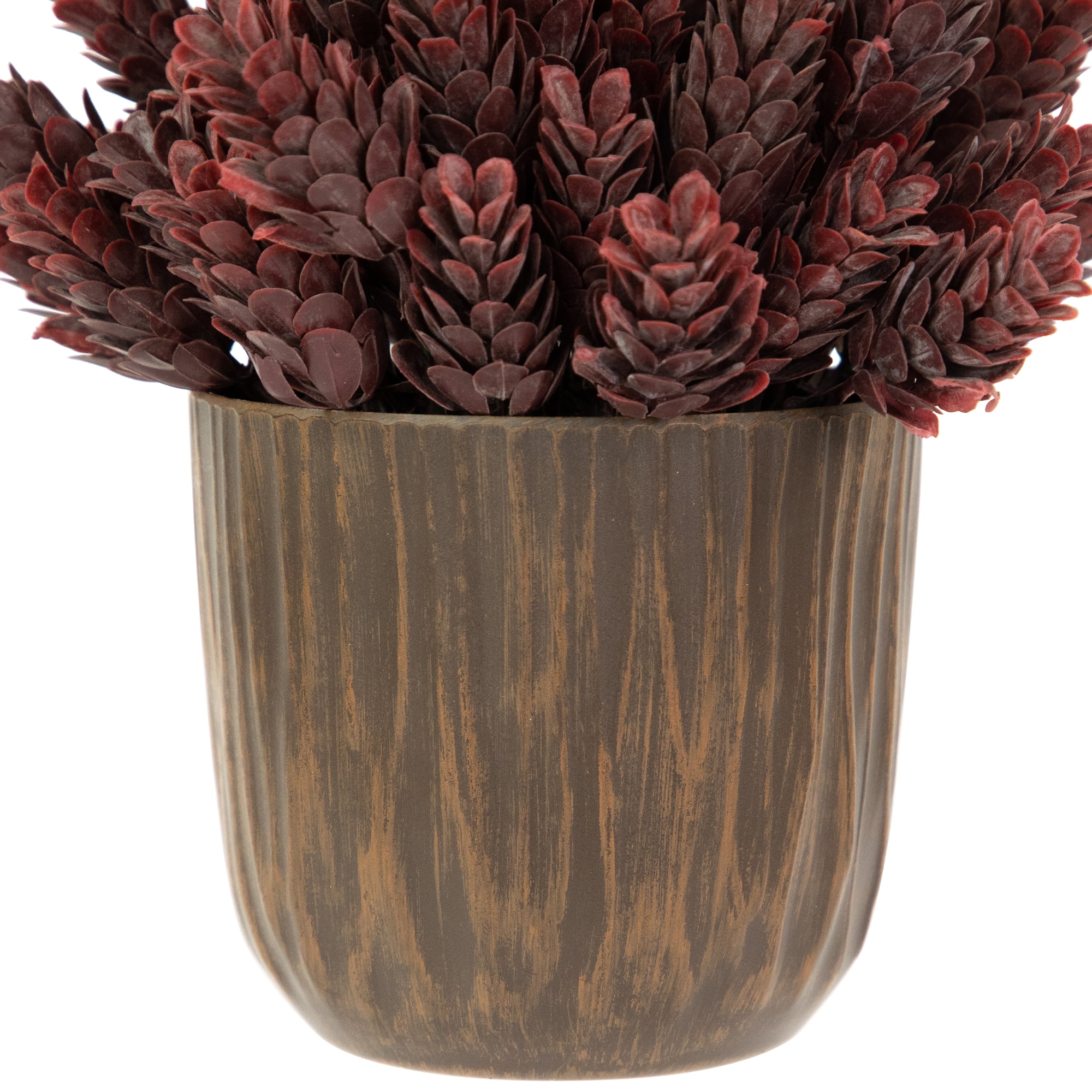 Northlight Wild Flower Artificial Plant in a Textured Lined Pot - 8" - Burgundy Red