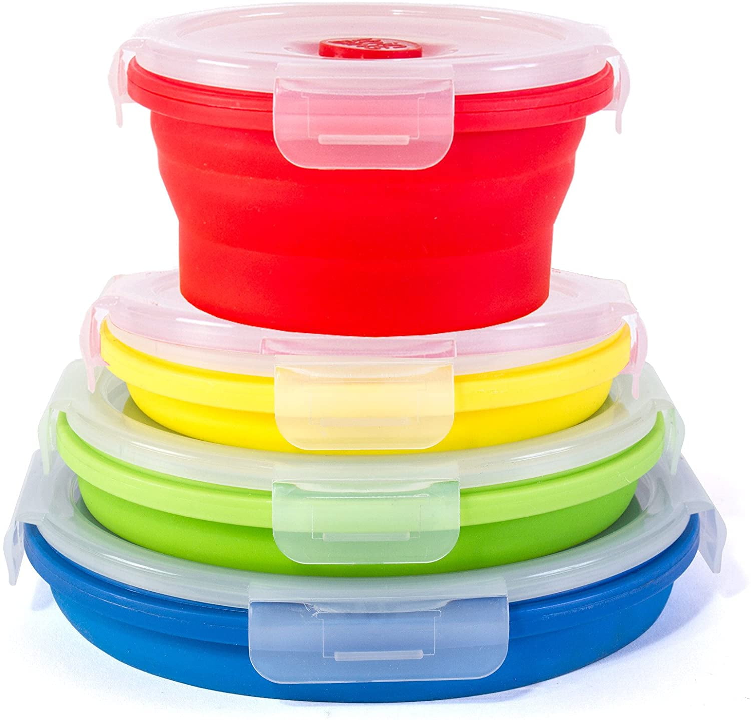 Solid Color Reusable Snack Bowl 4 Compartments Silicone - Temu