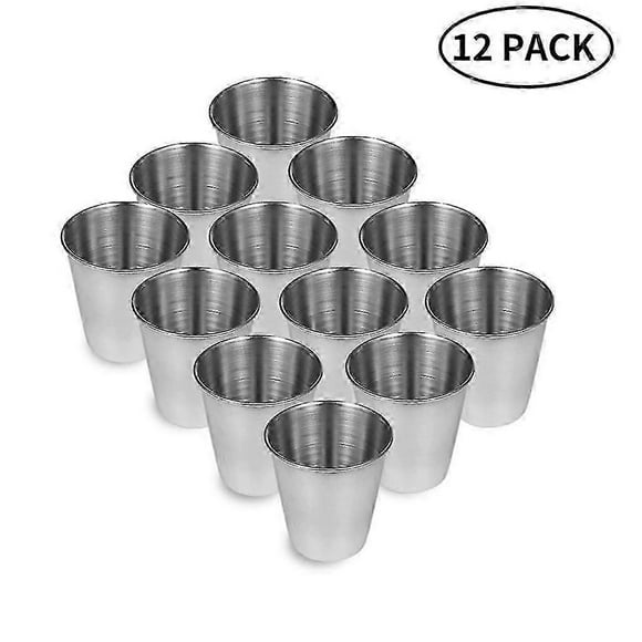 Shot Glasses In A Set Of 12, Stainless Steel Schnapps Tumbler, Stamper Pearl
