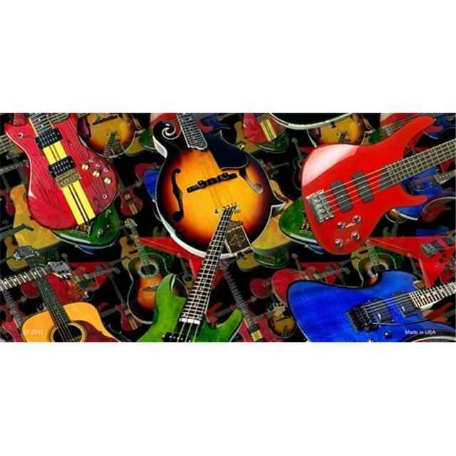 Guitars Black Background License Plates Blanks Tags