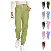 Women's Buttery Soft Joggers Peach Skin Sweatpants High Waisted Stretchy Activewear for Yoga Fall Daily Wear with Deep Pockets, Army Green, L