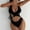 Black, variant on UTSJKR Women's Halter Wrap One-Piece Swimsuit, Cutout Bathing Suit with Gold Metal Ring Details Blue M