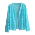 thumbnail image 4 of LIZUOJUN Women’s Long Sleeve Lace Open Front Cardigan Elegant Paisley Lace Lightweight Sheer Nylon Cover Up for Spring and Summer Sky Blue 2XL, 4 of 4