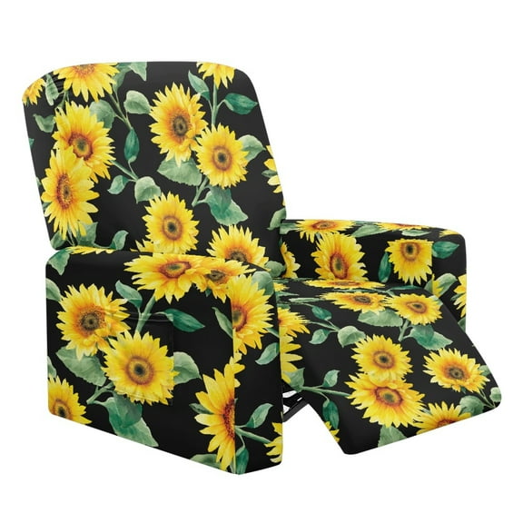 HELLHERO Sunflower Print Recliner Couch Covers That Stay in Place 4 Piece Recliner Cover 1 Seat Extra Large Lazyboy Covers Slipcover, Home Decorations