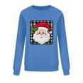 thumbnail image 6 of asdoklhq Women Long Sleeve Tops Christmas Women's Round Neck Hoodless Christmas Printed Casual Loose Sweatshirt Blue S, 6 of 6