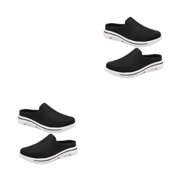 Minnieouse 1 par de toboganes portátiles para niñas, sandalias transpirables de tacón plano para viajes de verano, calzado para interiores y Blanco negro Talla 41 2piezas