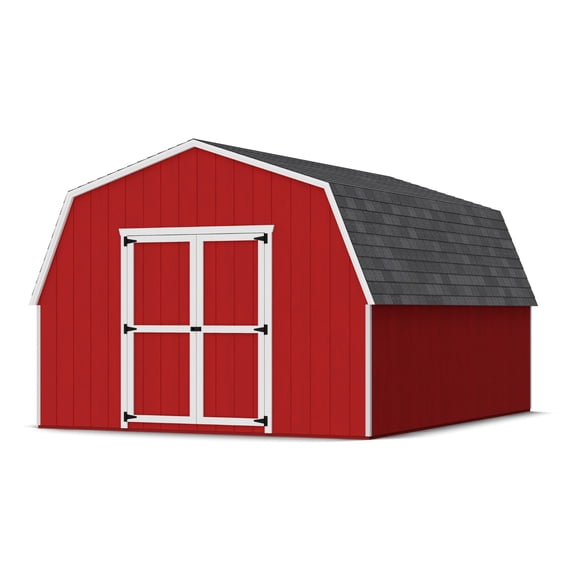 Little Cottage Co. 12x16 Value Gambrel Barn with 4 ft. Sidewalls with Floor, Outdoor Wood Storage Shed Do-It-Yourself Precut Kit