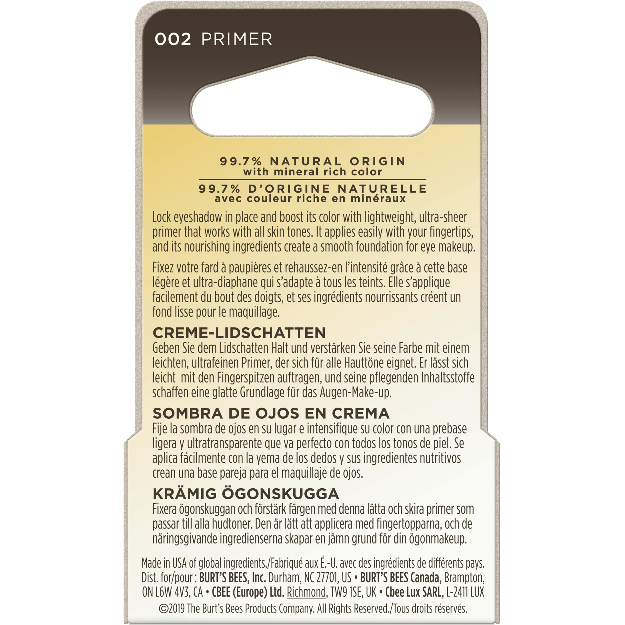 Burt's Bees Eye Shadow Primer, Neutral Ultra Sheer/Translucent Beige Color - 0.25 Ounce