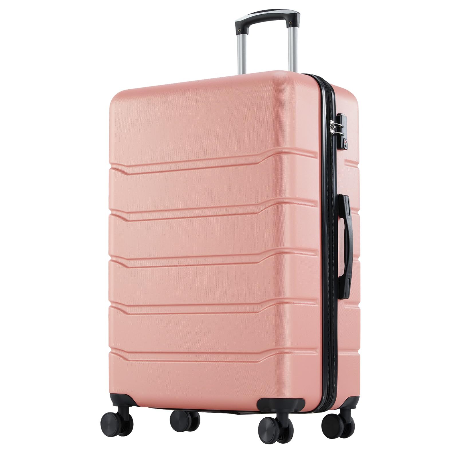 Kelno Large Checked Luggage with Spinner Wheels ABS Hard Shell Suitcase Expandable Rolling Luggage with TSA Lock, Pink