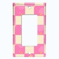 thumbnail image 2 of Metal Light Switch Wall Plate Outlet Cover (Pink White Toy Chest Box Check Pattern - Single Rocker), 2 of 2