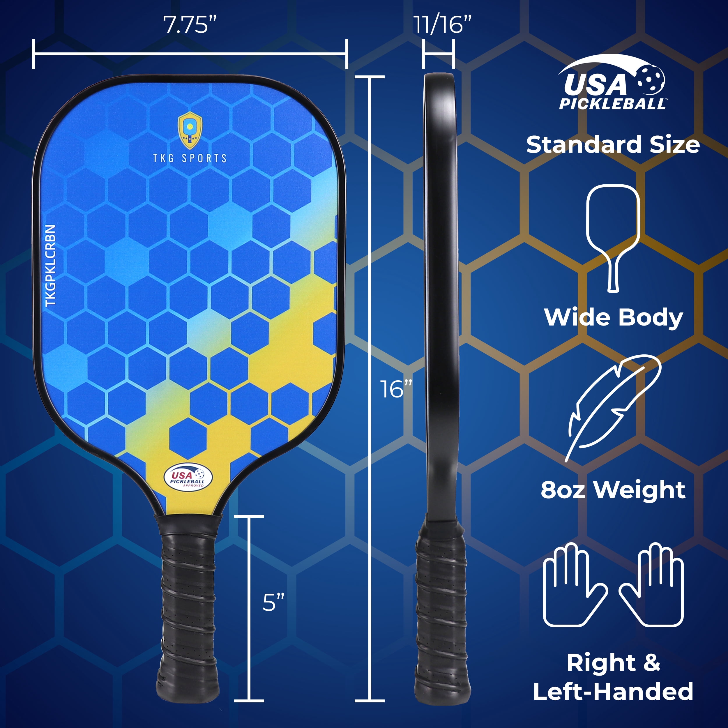 TKG Sports 14mm Carbon Fiber Pickleball Set with Bag - 2 USAPA Pickleball Paddles, 2 Indoor and 2 Outdoor Pickleball Balls, 2 Cooling Towels - Pickleball Rackets for Adults and Teens