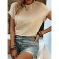 thumbnail image 2 of Womens Summer Tops Crewneck Short Sleeve T Shirts Casual Textured Work Shirt Loose Blouses  L, 2 of 5