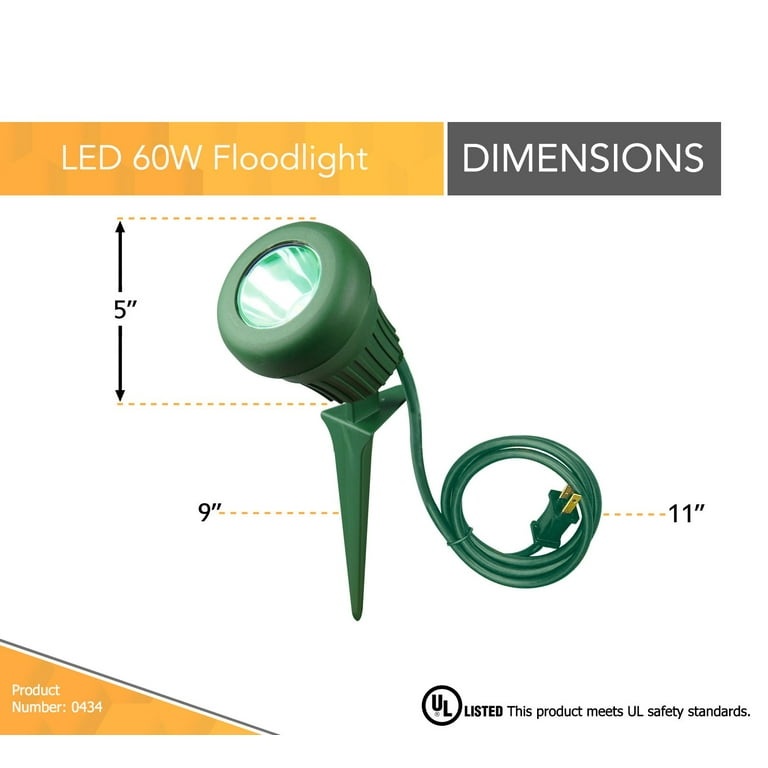 Woods 434 Green 3' Sjtw Cord Led Outdoor Garden Flood Light with Stake Woods 434 Green 3' Sjtw Cord Led Outdoor Garden Flood Light with Stake