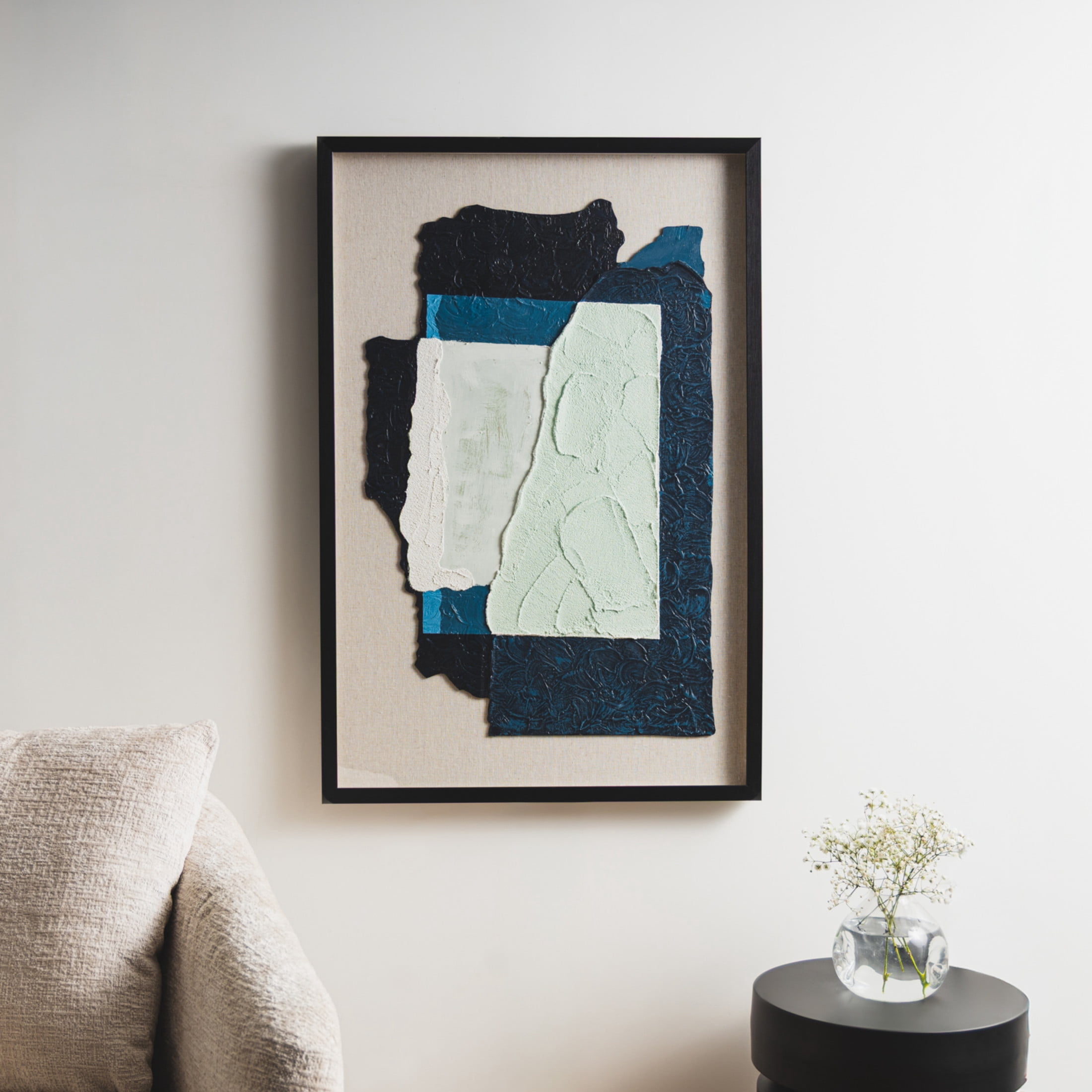 24" x 36" Layered 3D Textured Abstract Framed Wall Art with Gray Backing, by DecMode