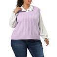 thumbnail image 5 of Unique Bargains Women's Plus Size Pullover Vest V Neck Plaid Preppy Sweater 1X Light Purple, 5 of 6