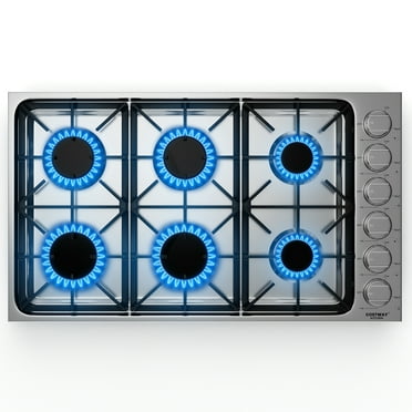 Costway 36 Inches Gas Cooktop Stainless Steel Built-in Stovetop with 6 Sealed Burners