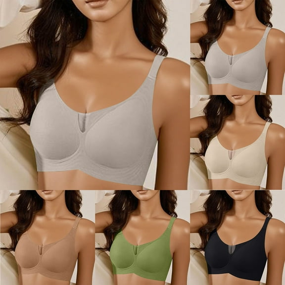 YHAJDS Women's Seamless Comfortable Daily Bra, Wireless Bra For Women Everyday Comfortable Breathable Lightly Padded Seamless Low Back Bralette With
