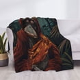 thumbnail image 3 of Yiaed Banana Leaf Meditating Gorilla Print Blanket Throw Blanket Soft Cozy Flannel Blanket for Home Bed Sofa Couch Chair-50"x40", 3 of 6