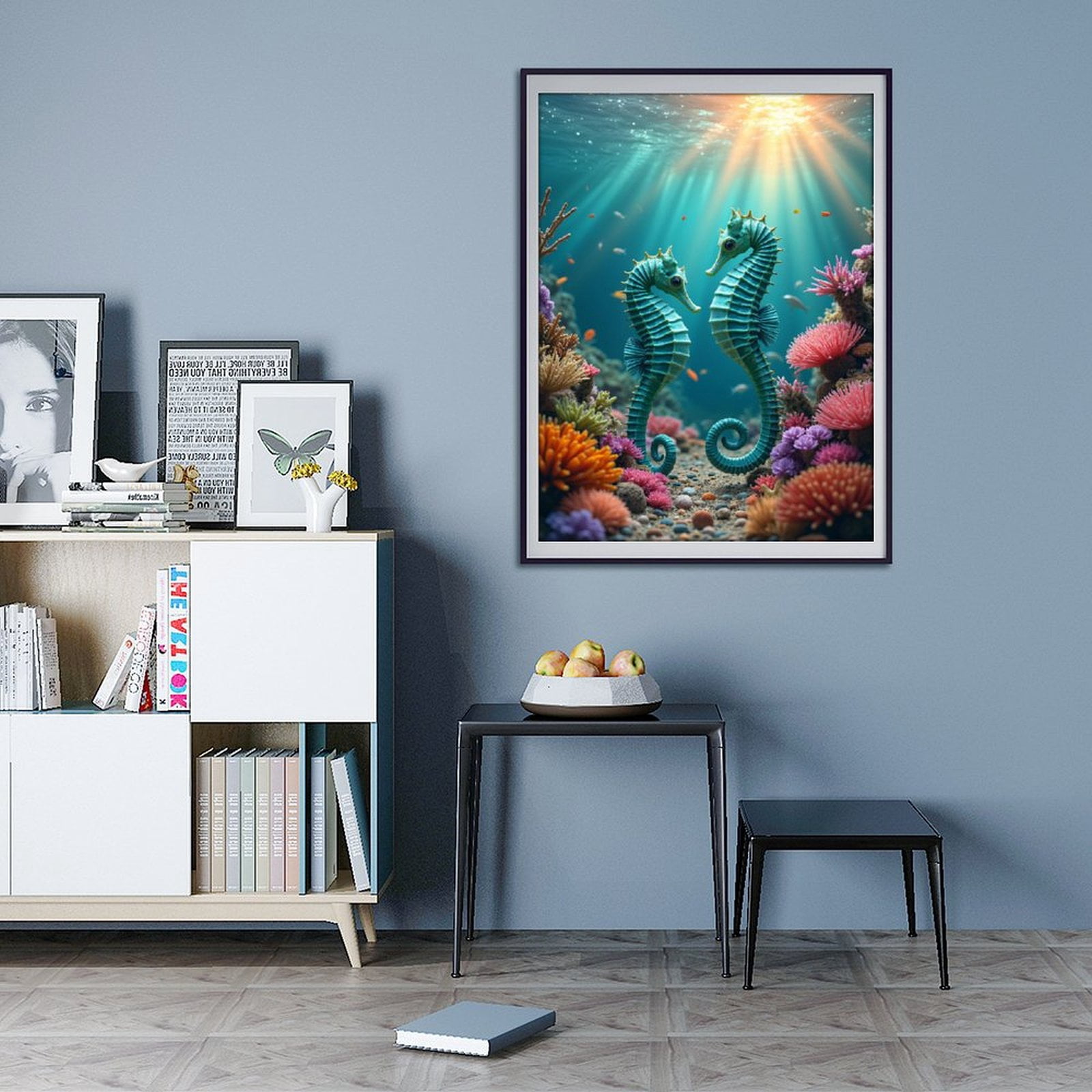 Diamond Art Kits for Adults - 5d Seahorses Coral Ocean Light Dance Diamond Painting for Adults, Diamond Art for Adults Beginners, Diamond Painting Kits for Adults for Home Wall Decor