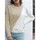 thumbnail image 5 of Camiseta mujer, Suéter de mujer O Cuello Empalme Color Suéteres casuales Tomshoo Beige/Grande, 5 of 7