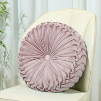 Round Pillow Velvet Throw Pillows,Seating Cushion Home Decoration Pleated Floor Pillow Cushion for Couch Chair(Blush,15.7'')